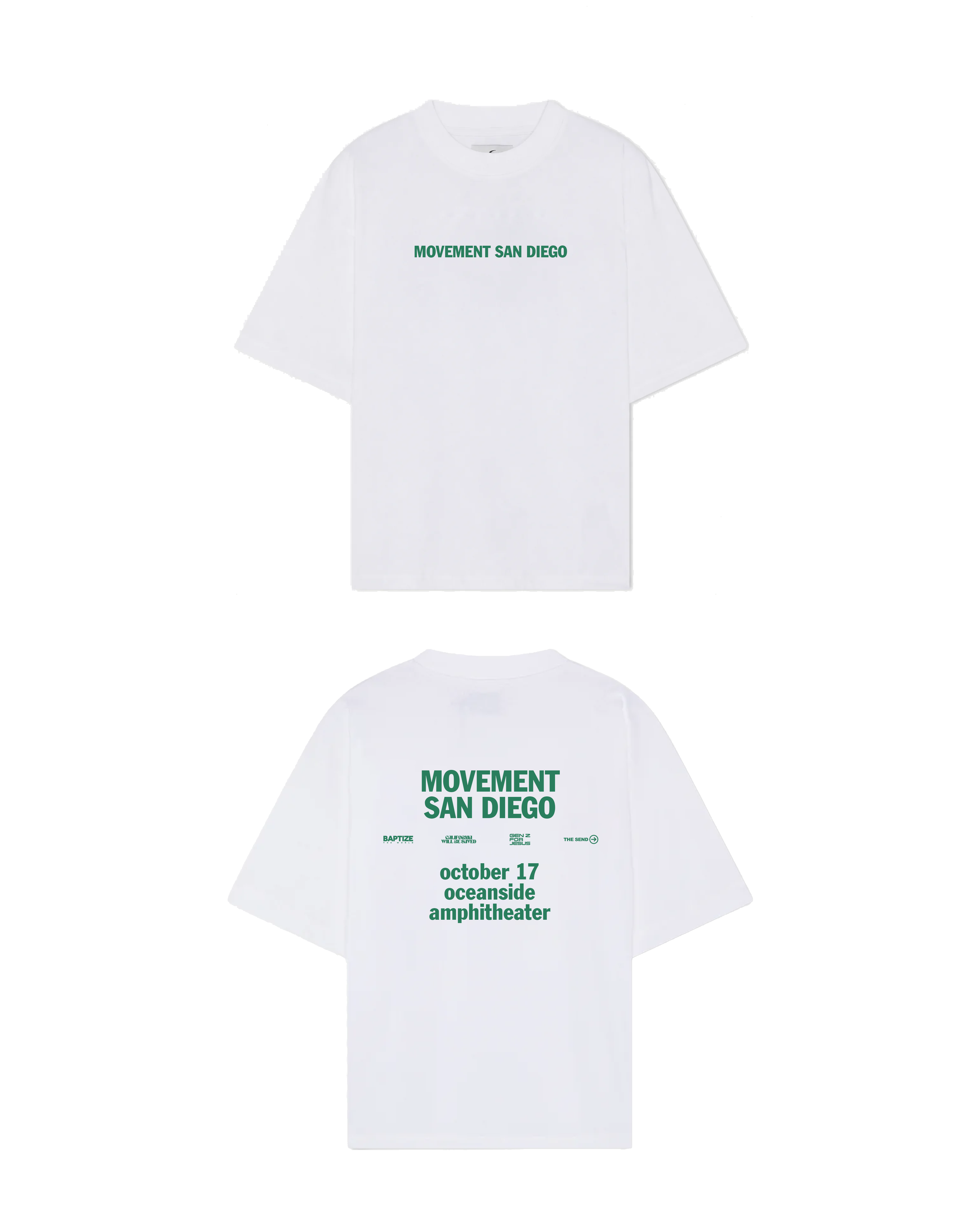 Movement San Diego white t-shirt mockup